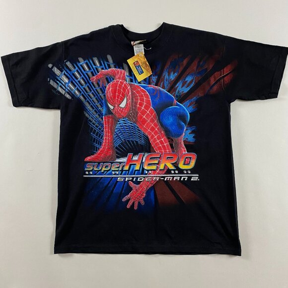 NWT Vintage Spiderman 2 Movie Promo T Shirt Boy's XL Men's Small Marvel Comics - Picture 1 of 9
